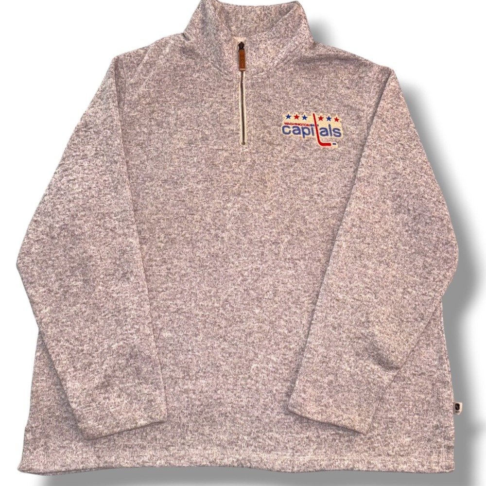 VTG CCM Washington Capitals NHL Sweater Mens 2XL Grey Marl Quarter Zip 706FA